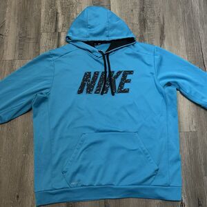 Nike Hoodie Mens XXL Blue KO Therma Fit Pullover Running Train Gym Street Skate